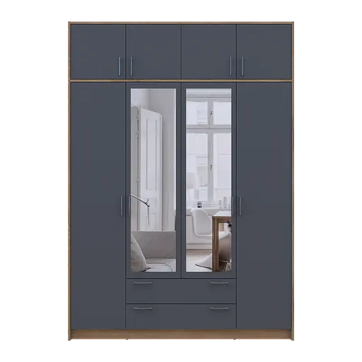 Антресоль Doros Ронди Дуб Артизан/Графит 4 ДСП 160х52х41 (80737832) - фото 4