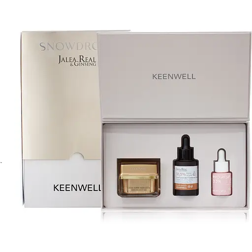 Набір для обличчя Keenwell Snow Drops Jalea Real ревіталізуючий: денний крем + сироватка-концентрат для обличчя + сироватка-концентрат навколо очей