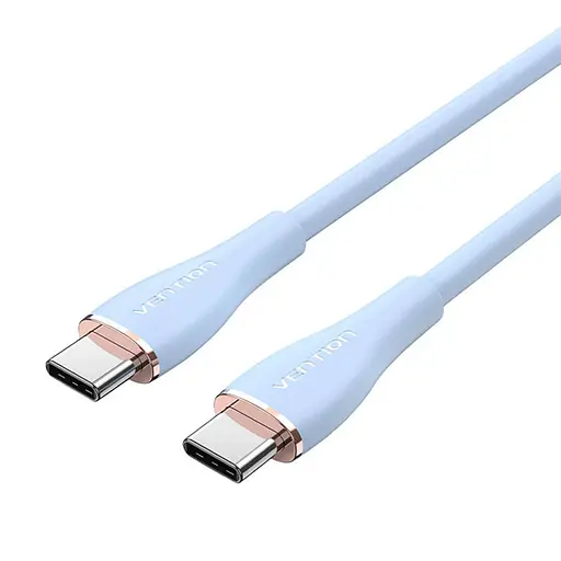 Кабель Vention USB 2.0 C Male to C Male 5A Cable 1.5M Light Blue Silicone Type (TAWSG) - фото 3
