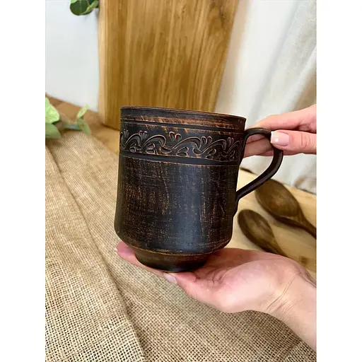 Кухоль 1 л керамічний (глиняний) різьблений Декор - фото 2