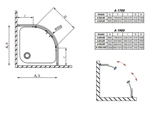 Душевая кабина Radaway Premium Plus A 80x80x170 стекло графит 30411-01-05N - фото 4