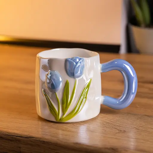 Чашка фарфоровая Yiwu Тюльпан 400 мл синий Yiwu FM-40D - фото 2