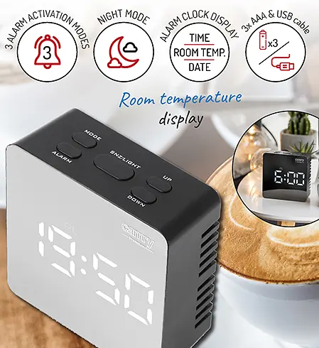 Часы будильники зеркальные с LED дисплеем Camry CR 1150b - фото 7