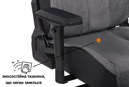 Геймерське крісло GT Racer чорне зі світло-сірим (X-8009 Fabric Light Gray/Black) - фото 7