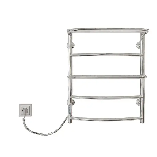 Электрический полотенцесушитель Kosser Каскад с полкой 600x500/5 EL ДКп01EL, Хром, Левое - фото 2