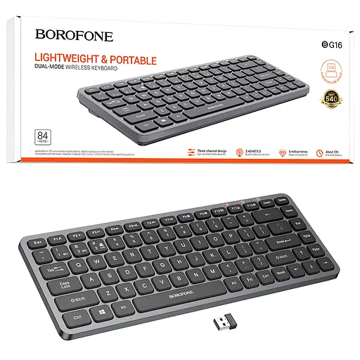 Беспроводная клавиатура BOROFONE BG16 2.4G+Bluetooth черная - фото 7