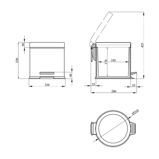 Мусорное ведро Kroner KRM Rizze ACE411 3 л (CV027998)  - фото 4