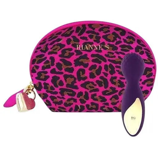 Мини вибромассажер Rianne S: Lovely Leopard Purple 10 режимов работы ко сметичка-чехол