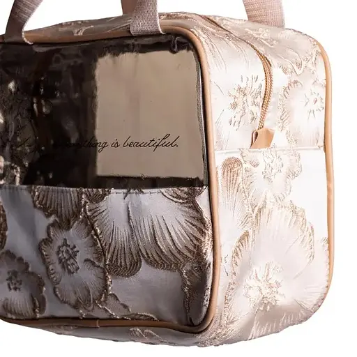 Набір косметичок Yiwu HP-16-1KBE 22х11х18 / 17х10х11 см водонепроникні 2 шт. бежеві/прозорі  - фото 9