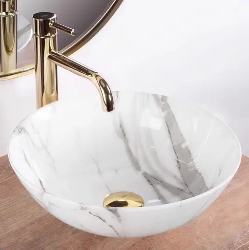 Умивальник Rea Stella aiax shiny накладний REA-U9088, Мармур - фото 2