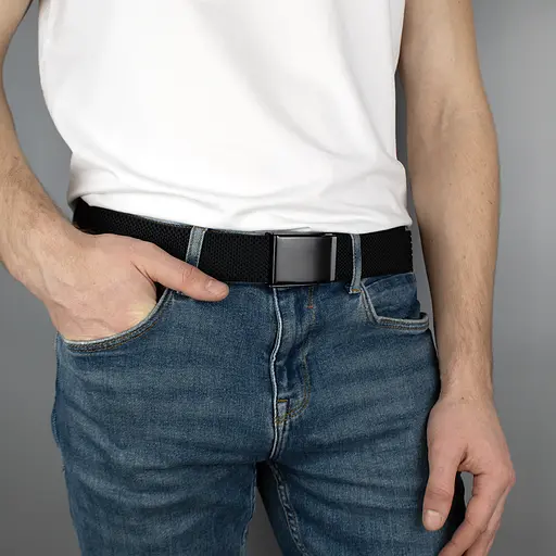 Ремінь-гумка чоловічий на затиску PS-40023 (115 см) чорний плетений - фото 7