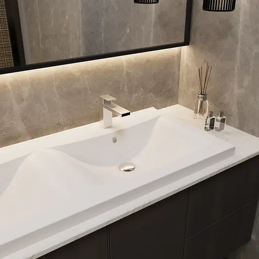 Раковина глянцевая врезная Amidicon Liza 120 1202x480 из литого камня двойная LIZA_120_HL_DUBL, Белый - фото 8