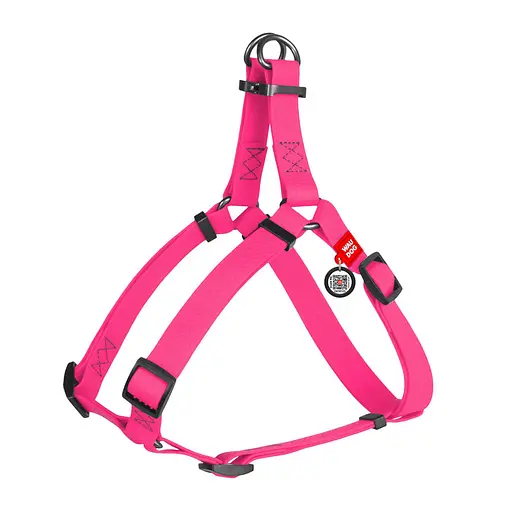 Шлея для собак водостійка Waudog Waterproof з QR-паспортом металічна пряжка-фастекс Ш 25 мм Д 60-90 см рожевий