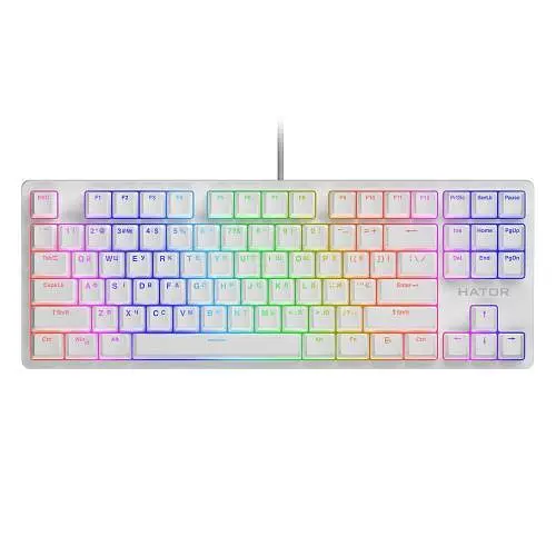 Клавиатура Hator Rockfall 2 TKL Mecha, белый, USB, механическая (переключатели Aurum Indigo), RGB подсветка с индивидуальным - фото 1