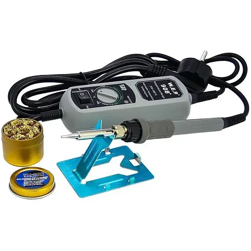 Паяльник WEP 908+ в блистере с подставкой 65W, аналоговая регулировка t 200-480 гр C, жало 900M с портативным блоком управления