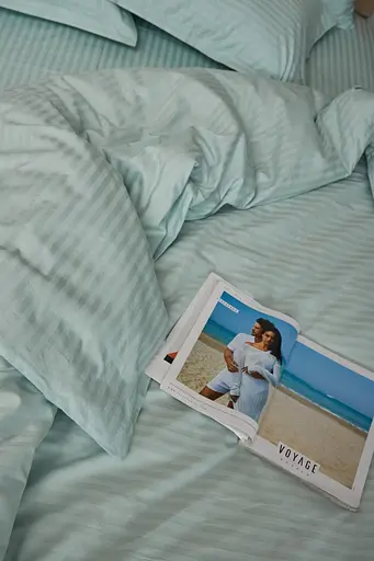 Комплект постельного белья Moon&Star евро 200х220 наволочки 2х70х70 Stripe Mint Satin Stripe - фото 3