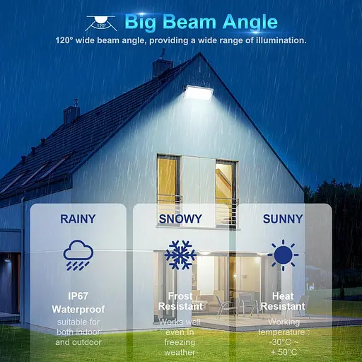 Уличный светодиодный прожектор TASINUO 100 Вт, 2 шт., 10000 лм, 7000 К, водонепроницаемый, IP67, 85-265 В, для сада, гаража - фото 4