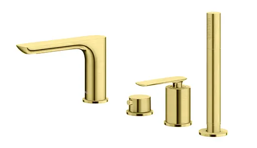 Смеситель для ванны Kohlman Experience Brushed Gold на борт ванны QB244E-GDB Золотой - фото 1