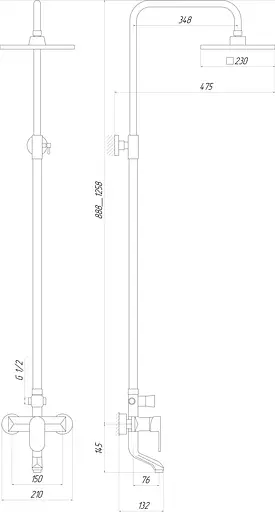 Душова система Globus Lux DS-006A, Хром - фото 5