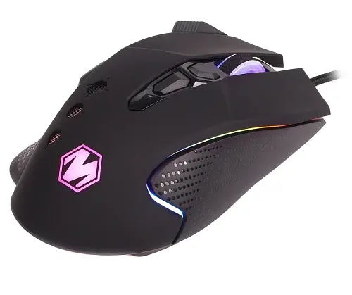 Миша Maxxter McG-9B-I825, Black, USB, оптична (сенсор Instant A825+D26), 800 - 12 800 dpi, 9 кнопок, RGB підсвічування, перемикачі Huano, покриття Soft Touch, 1.8 м - фото 3