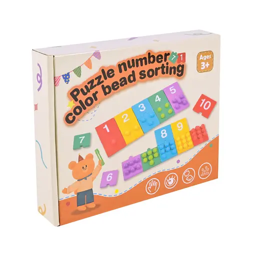 Детская деревянная игрушка "Цифры" Bambi C9412 пазлы цифры, бусины - фото 4