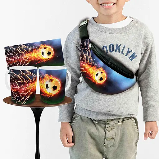 Набір: дитяча сумка-бананка+кружка Футбол 32х15см, бананка для хлопчика футболіста через плече на подарунок (00993)