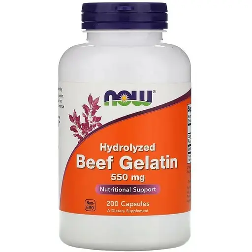 Препарат для суставов и связок NOW Beef Gelatin 550 mg, 200 капсул