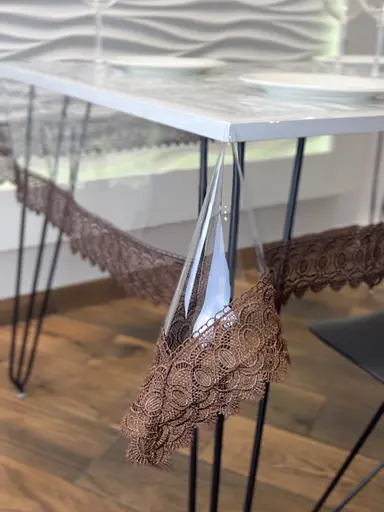 Силіконова скатертина з коричневим мереживом 7 см 250х120 см - фото 7