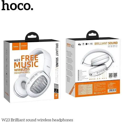 Наушники Bluetooth Hoco Brilliant Sound W23 с MicroSD / AUX белые - фото 2