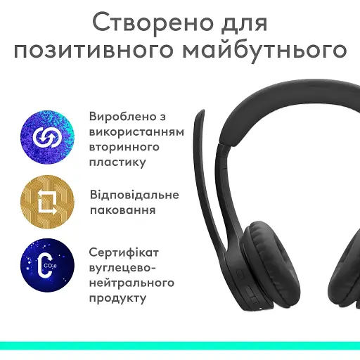 Гарнітура Logitech Zone 300 Wireless Headset BT Black (981-001407) (6996322) - фото 4