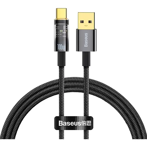 Кабель Baseus Explorer Series Auto Power-Off Fast Charging Data Cable USB to Type-C 100W 1 м Черный