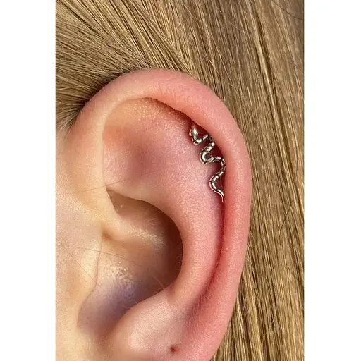 Золота сережка для пірсингу хеліксу Ірій з фіанітами. З40075ШТ - фото 2