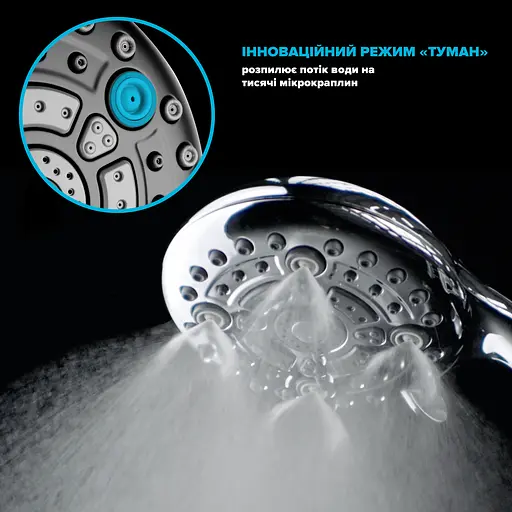 Водосберегающая душевая лейка Drop SPA6F-MULTI120B "Туман" с 6 SPA потоками - Экономия 66% - фото 4