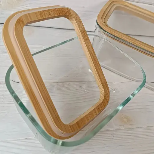 Пищевый контейнер Vittora стеклянный со стеклянной деревянной крышкой 800 мл VT-8680 (135685) - фото 4