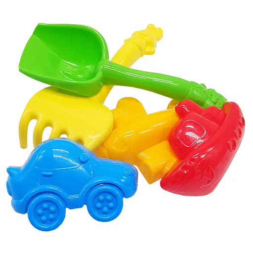 Набор для песочницы "Колокольчик №4" Colorplast 1005 лопатка, грабли, пасочки - фото 1