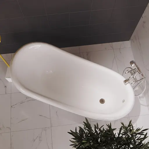 Ванна отдельностоящая глянцевая Amdcon Symphony 167x78 белая из литого камня серебряные ножки SYMFONYA_167_s_HL Белый - фото 2