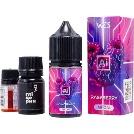 Набір компонентів для самозамісу сольової заправки Wes Ai Neon Raspberry Соковита Малина 30 мл, 0-50 мг (18616) - фото 1