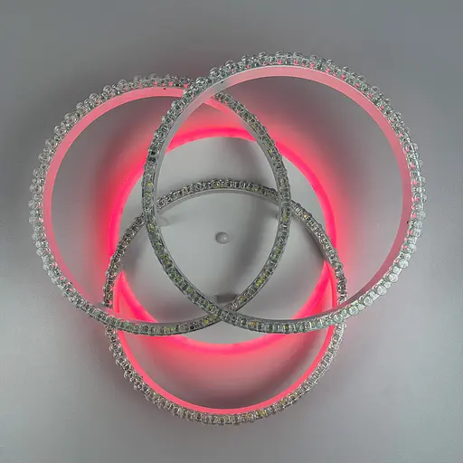 LED світильник білий на 3 кільця з хромованою смужкою d30 см Line.F A 55063/3С RGB WH+CR - фото 10