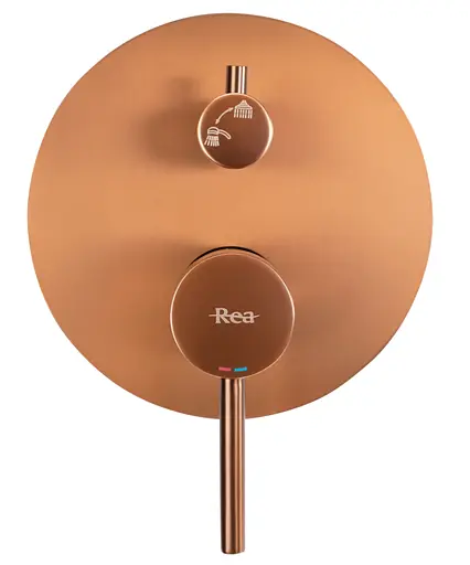 Душова система Rea Lungo brushed copper + BOX прихованого монтажу REA-P8809, Теплий захід сонця - фото 5