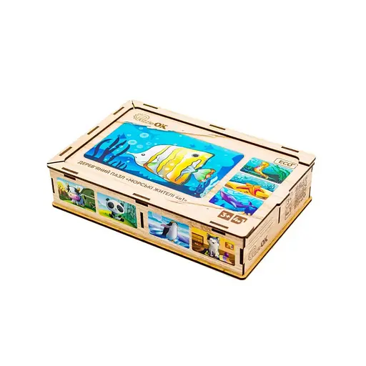 Детский деревянный пазл Морские жители 4 в 1 Puz-57896, 80 элементов - фото 2