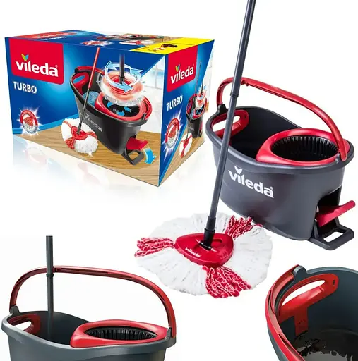 Швабра Комплект 2в1+ведро с отжимом Vileda Turbo Smart набор для уборки - фото 1