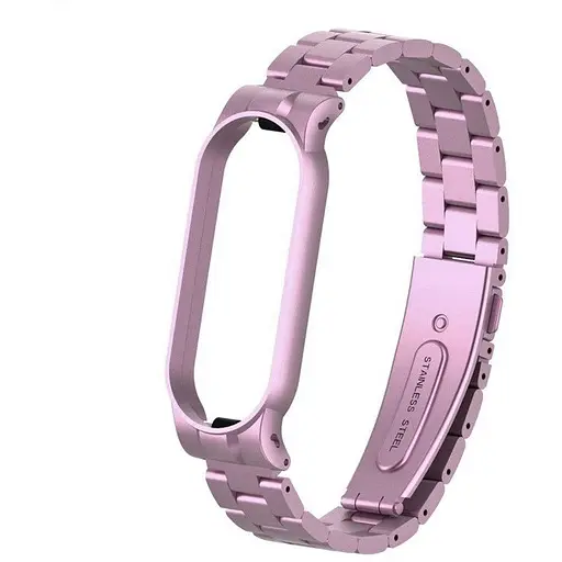 Ремінець для фітнес-браслета Boorui для Xiaomi Mi Band 5 і 6 металевий рожевий