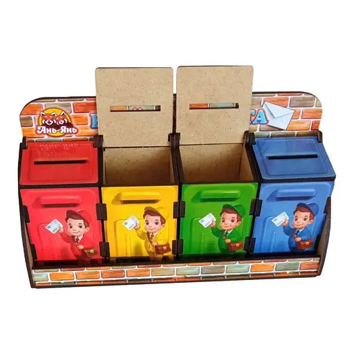 Дерев'яна настільна гра "Веселий листоноша" Ubumblebees (ПСД081) PSD081 сортер-комодик - фото 2