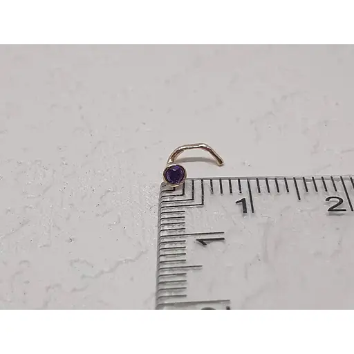 Золота сережка-пірсинг Dear в ніс Dear с фіанітом. 1023.4 Аметистовий - фото 5