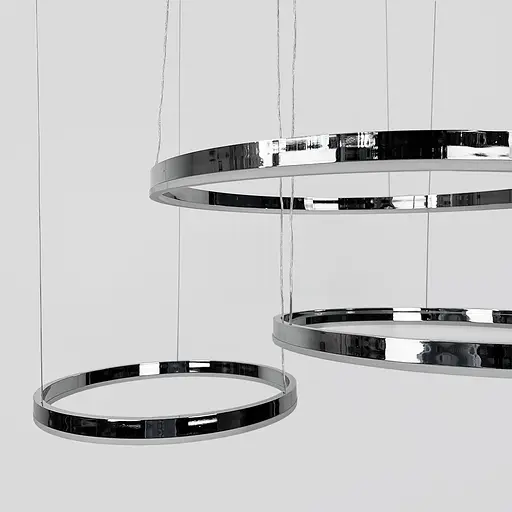Світлодіодна люстра на три кільця 60+50+40 см у хромованому каркасі | Line F | Арт. MJ73-600+500+400 CH - фото 7