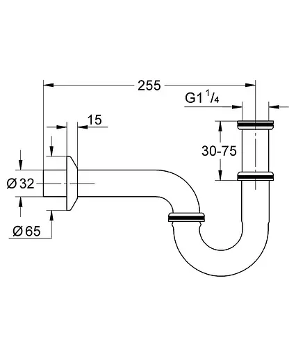 Сифон для раковини під донний клапан 1 1/4; (28947000) - фото 2