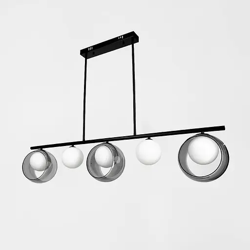 Удлиненный светильник с 5 белыми плафонами в черном корпусе 110 см | Line F | Ст. AA251/5 BK - фото 4