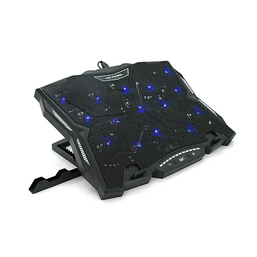 Підставка під ноутбук IceCoorel K12, 10-17", 15 * 60mm 2500±10% RPM, корпус пластик + алюміній, TYPE-C + USB, 400x305x39mm, Black, Box, Q10 - фото 1