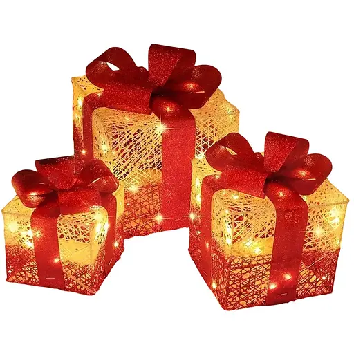 Уличные украшения Рождественские подарочные коробки с подсветкой 3 шт.