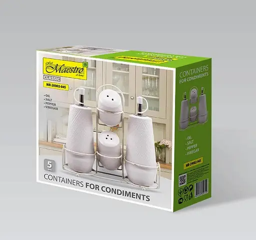 Керамічний набір для спецій та пляшечки для олії Maestro MR-20002-04S настільний набір баночок Білий - фото 5